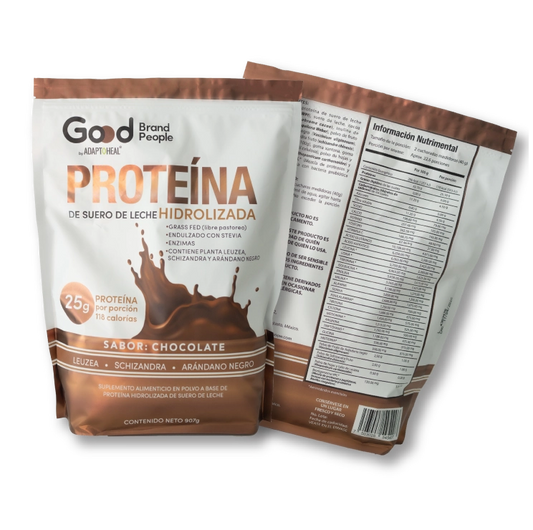 Proteína de Suero de Leche Hidrolizada Sabor Chocolate 907g | Adaptoheal®