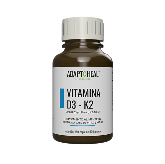 Vitamina D3 y K2 150 cápsulas | 500mg Adaptoheal®